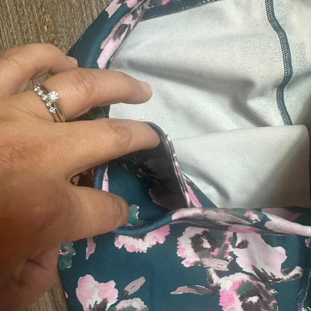 Women's Teal Floral Leggings‎ Activewear Pants High Waist Stretch Workout Gym